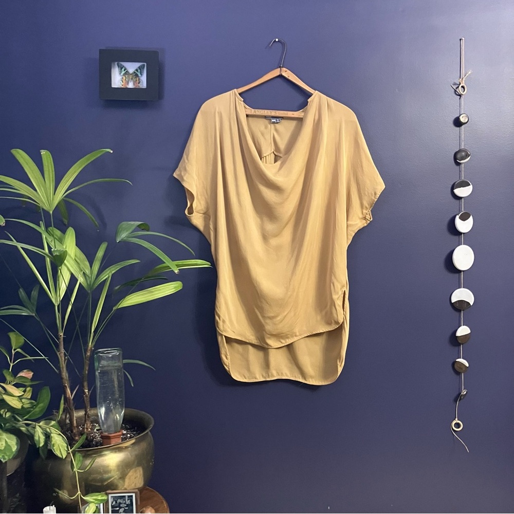 Vince Yellow Silk Cowl-Neck Blouse